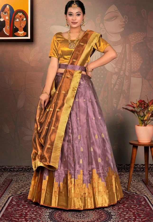 Peach Tissue Silk Traditional Lehenga Choli for Women - Gajiwala