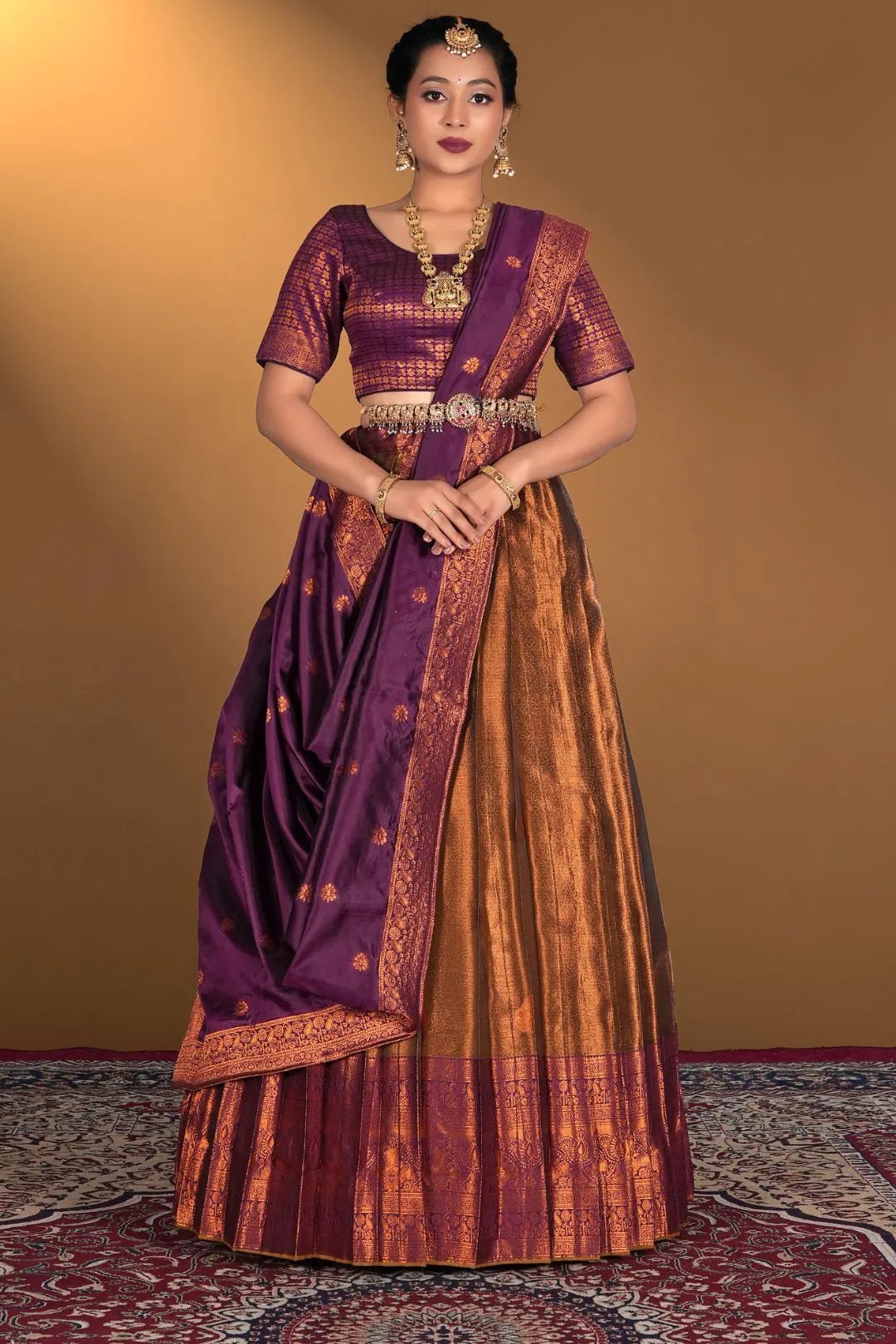 Peach Tissue Silk Zari Work Lehenga Choli - Gajiwala