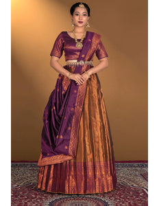 Peach Tissue Silk Zari Work Lehenga Choli - Gajiwala