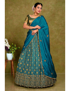 Peacock Designer Lehenga Choli in Tissue Silk For Women - Gajiwala
