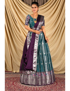 Peacock Zari Banarasi Silk Half Saree For Women - Gajiwala