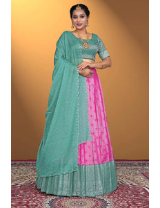 Pink Banarasi Silk Latest Lehenga Choli With Zari Work - Gajiwala