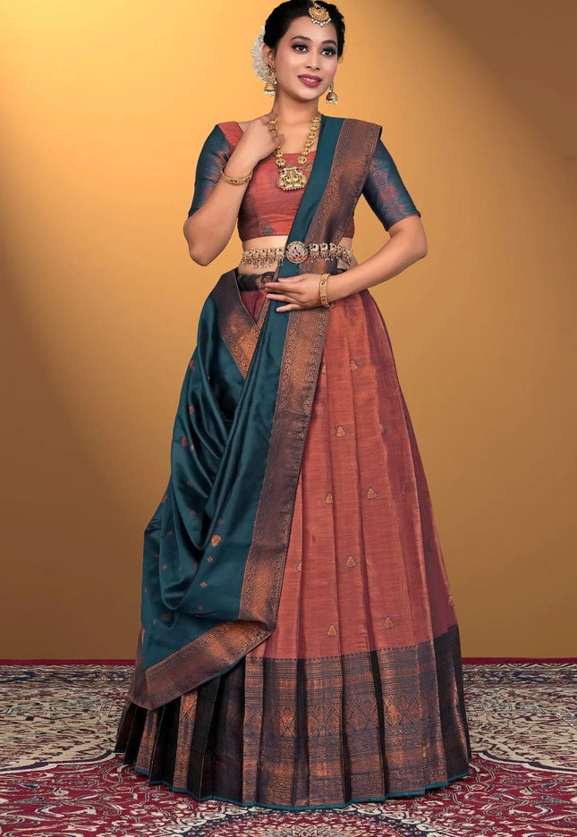 Pink Banarasi Silk Lehenga Choli For Women - Gajiwala