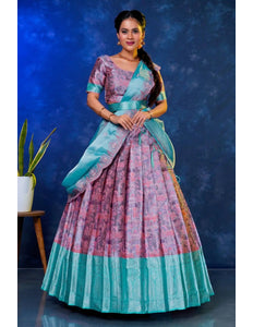 Pink Banarasi Silk Lehenga Choli With Zari Weaving - Gajiwala