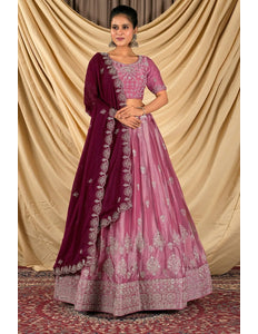 Pink Barbery Silk Lehenga Choli With Rangoli Dupatta - Gajiwala