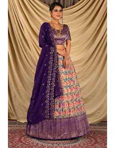Pink Digital Print Tissue Silk Lehenga Choli For Women - Gajiwala