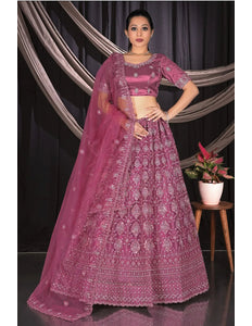 Pink Exclusive Net Lehenga Choli With Embroidered Work - Gajiwala