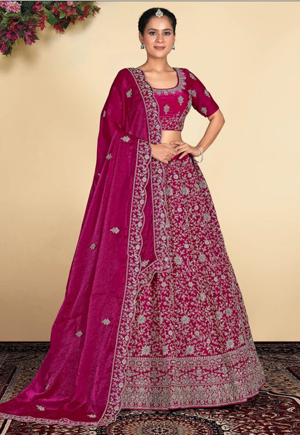 Pink Fendy Fabric Lehenga Choli With Embroidery Work - Gajiwala