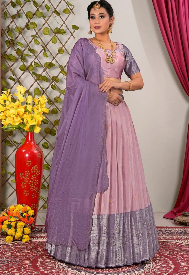 Pink Latest Jacquard Silk Zari Weaving Lehenga Choli - Gajiwala