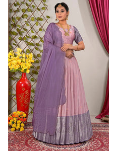 Pink Latest Jacquard Silk Zari Weaving Lehenga Choli - Gajiwala