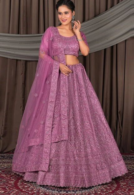 Pink Latest Net Lehenga Choli Ensemble For Women - Gajiwala