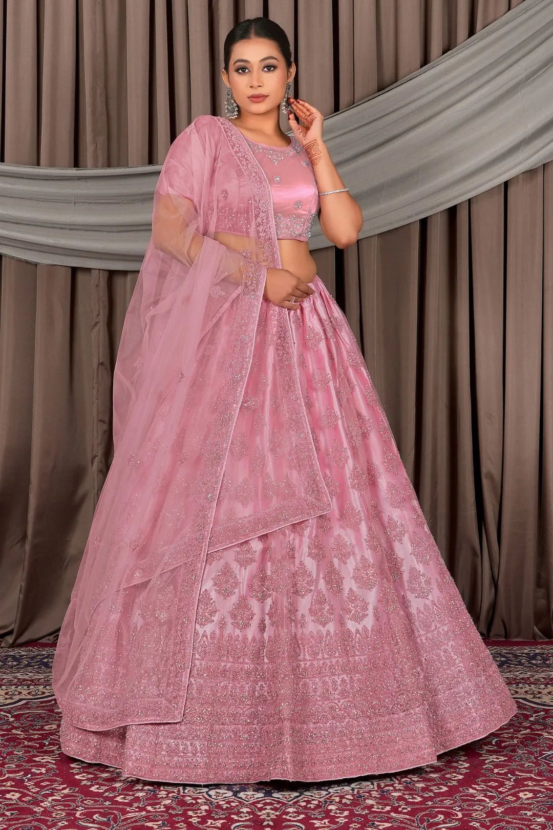 Pink Latest Net Lehenga Choli For Women - Gajiwala