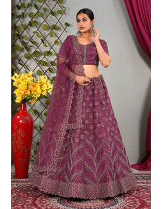 Pink Net Designer Chaniya Choli For Women - Gajiwala