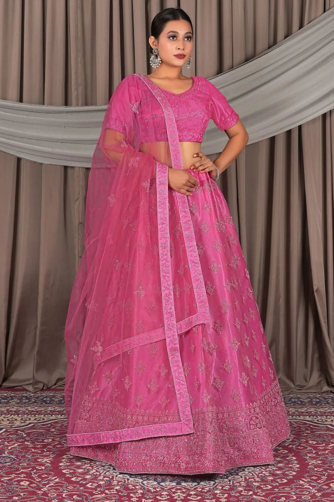 Pink Net Lehenga Designs For Wedding For Women - Gajiwala