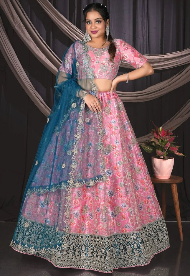Pink Party Wear Lehenga Choli For Women - Gajiwala