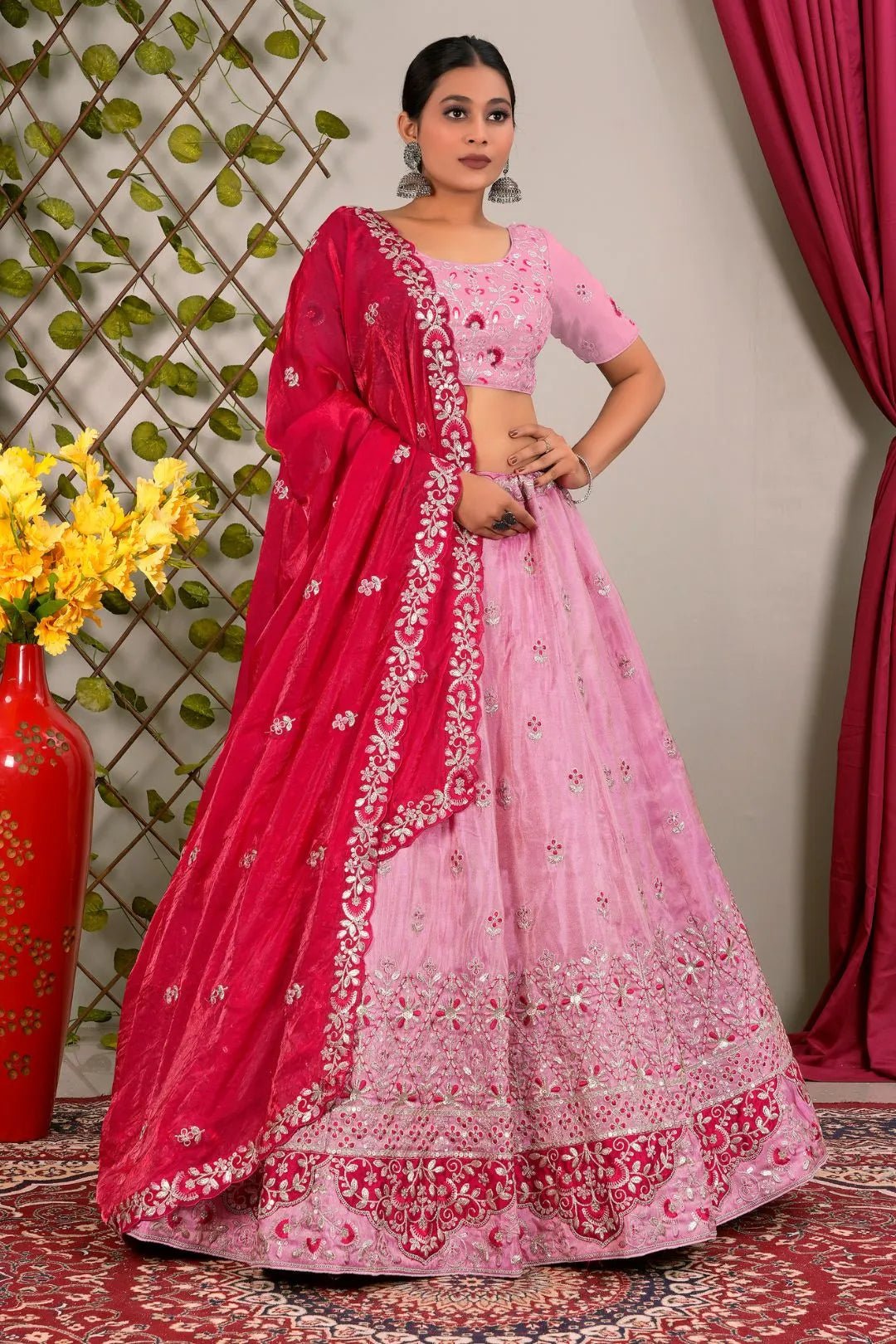 Pink Party Wear Viscose Lehenga Choli For Girls - Gajiwala