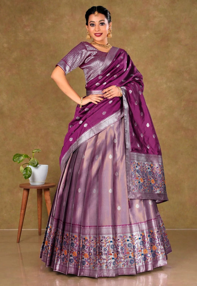 Pink Simar Chiffon Lehenga Choli with Banarasi Dupatta - Gajiwala