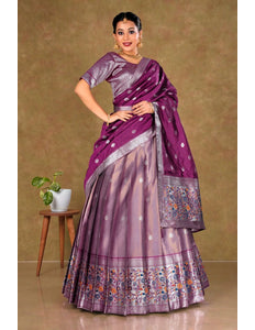 Pink Simar Chiffon Lehenga Choli with Banarasi Dupatta - Gajiwala
