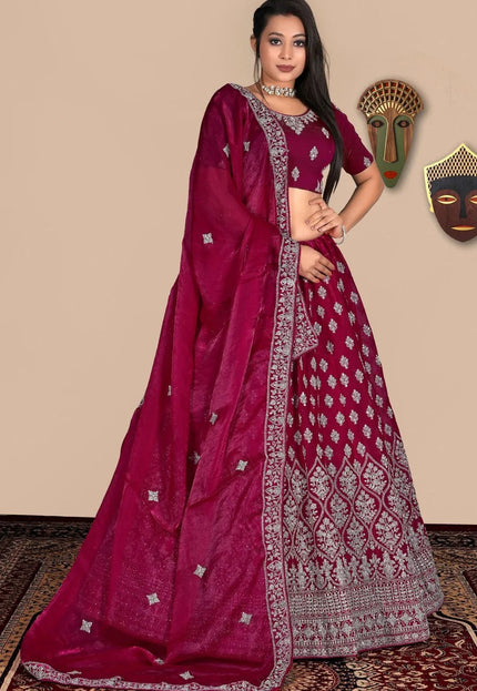 Pink Traditional Fendy Silk Lehenga Choli - Gajiwala