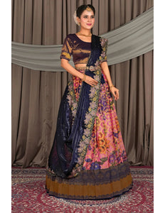 Pink Viscose Digital Print Lehenga Choli For Women - Gajiwala