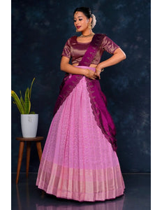 Pink Viscose Silk Lehenga Choli With Zari Work - Gajiwala