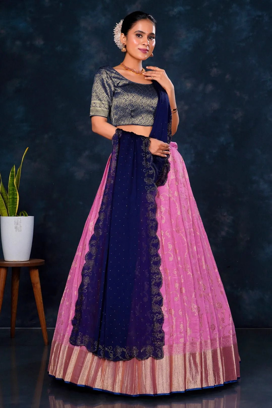 Pink Viscose Silk Lehenga Choli With Zari Work - Gajiwala