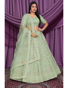 Pista Latest Heavy Net Lehenga Choli For Women - Gajiwala
