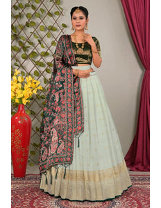 Pista Viscose Semi - Stitched Lehenga For Women - Gajiwala
