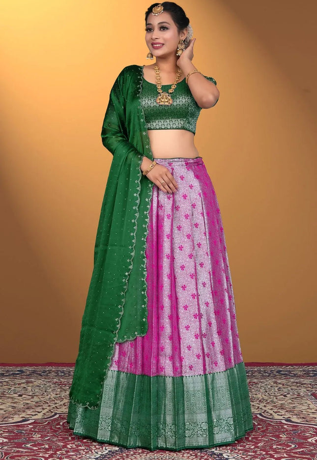 Purple Banarasi Silk Latest Lehenga Choli With Zari Work - Gajiwala