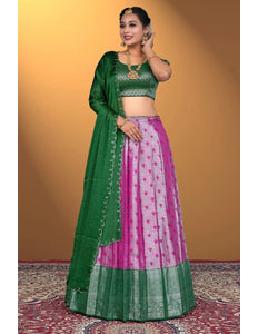Purple Banarasi Silk Latest Lehenga Choli With Zari Work - Gajiwala