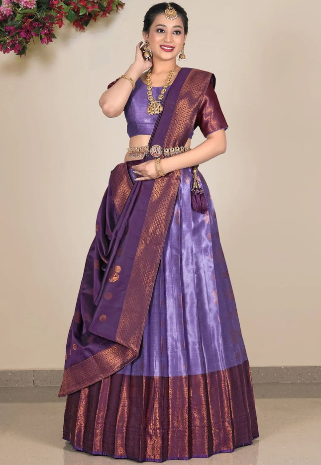 Purple Banarasi Silk Lehenga Choli For Women - Gajiwala