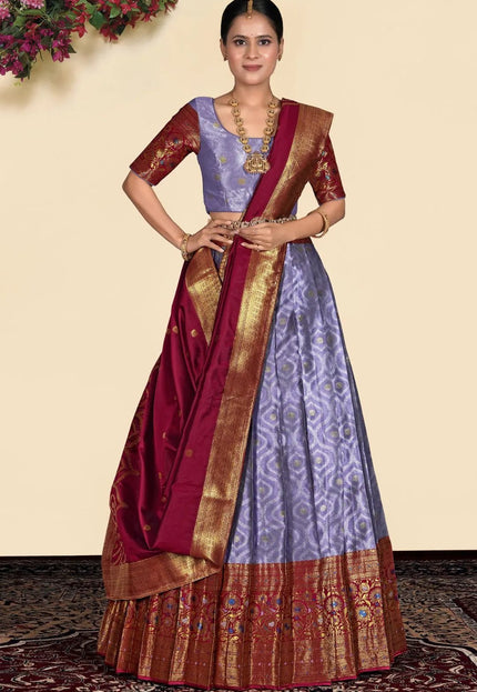 Purple Banarasi Silk Lehenga With Blouse Design - Gajiwala