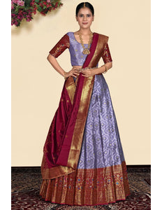 Purple Banarasi Silk Lehenga With Blouse Design - Gajiwala