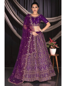 Purple Designer Net Lehenga Choli For Partys - Gajiwala
