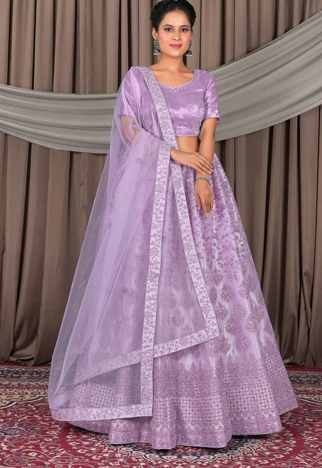 Purple Designer Net Lehenga Choli For Women - Gajiwala