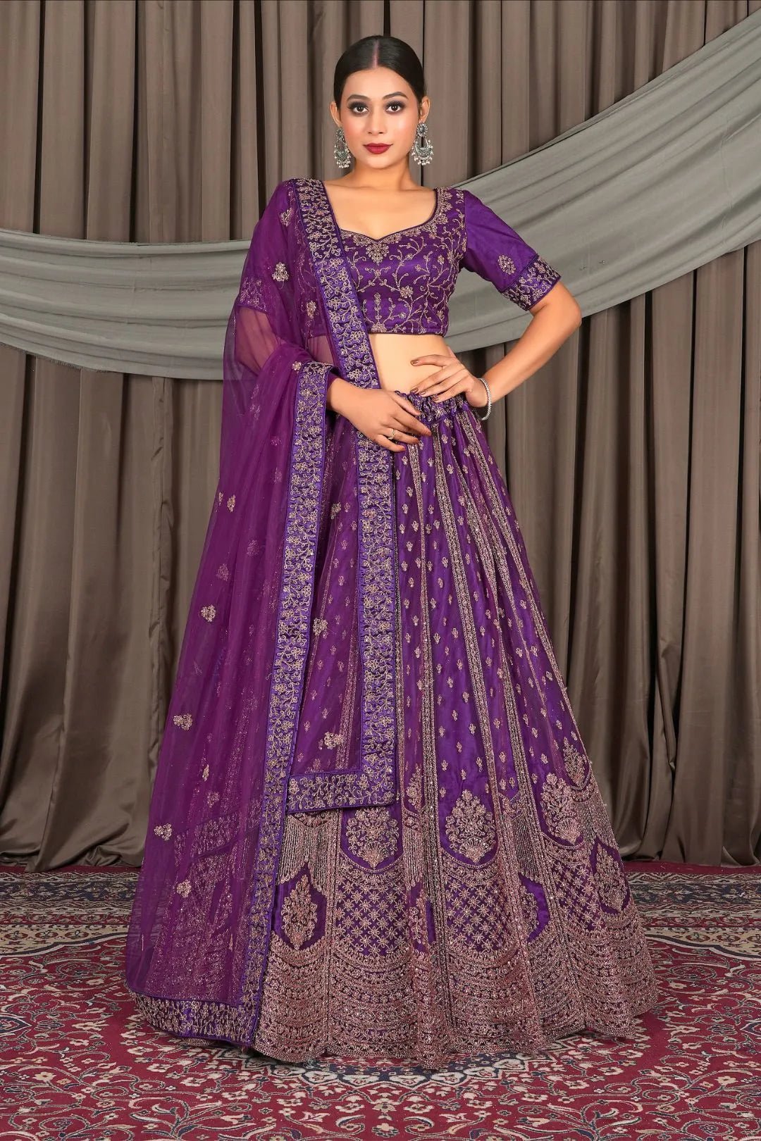 Purple Designer Net Lehenga Choli For Women - Gajiwala
