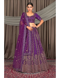 Purple Designer Net Lehenga Choli For Women - Gajiwala