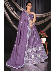 Purple Indian Style Half Saree Lehenga Choli - Gajiwala