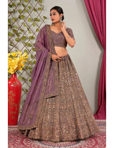Purple Latest Embroidery Net Lehenga Choli For Women - Gajiwala