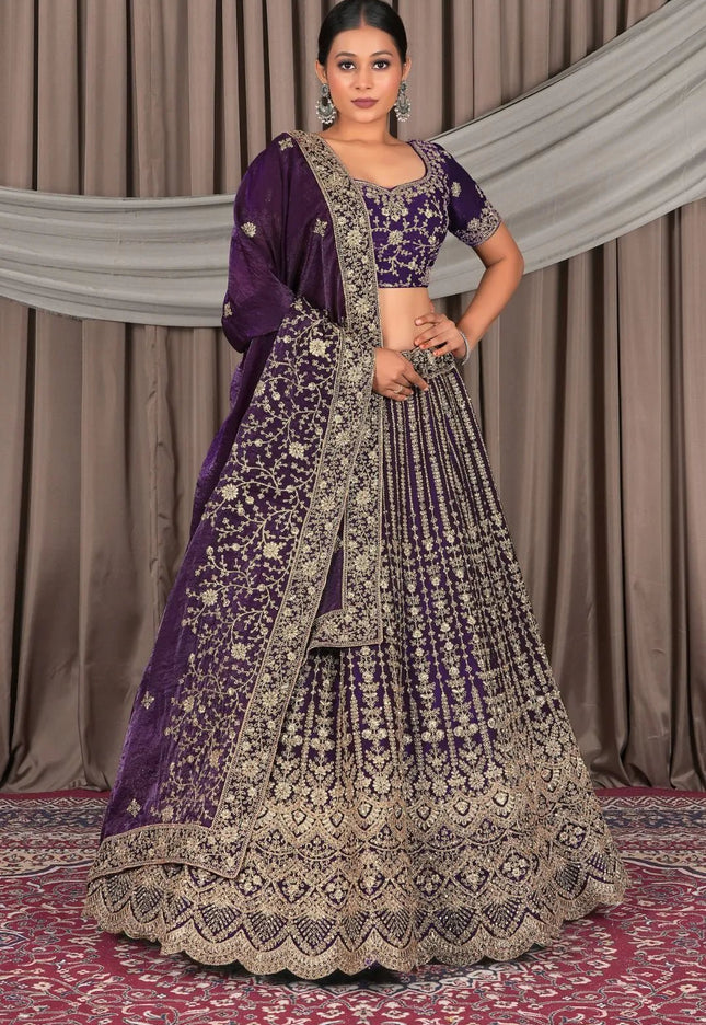 Purple Latest Fendy Silk Lehenga Choli Design - Gajiwala