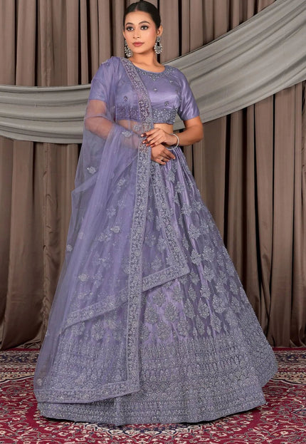 Purple Latest Net Lehenga Choli For Women - Gajiwala
