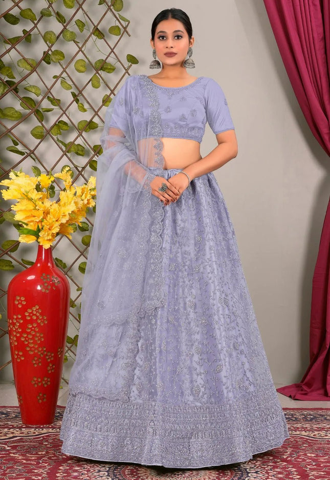 Purple Latest Net Lehenga Choli Set Wedding - Gajiwala