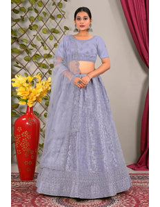 Purple Latest Net Lehenga Choli Set Wedding - Gajiwala