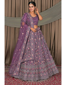 Purple Latest Party Wear Net Lehenga Choli - Gajiwala