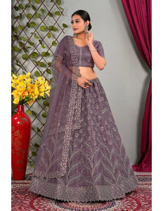 Purple Net Designer Chaniya Choli For Women - Gajiwala