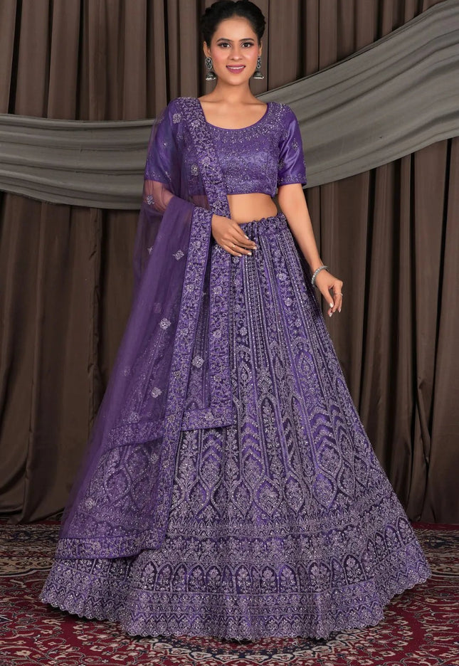 Purple Party Wear Chaniya Choli In Wedding - Gajiwala