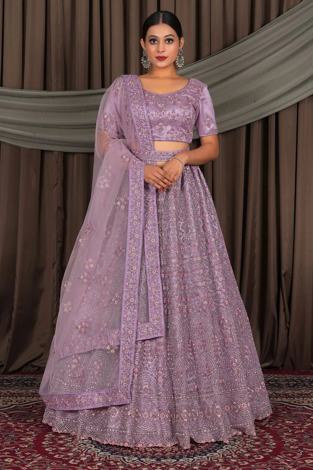 Purple Party Wear Net Lehenga Choli For Weddings - Gajiwala