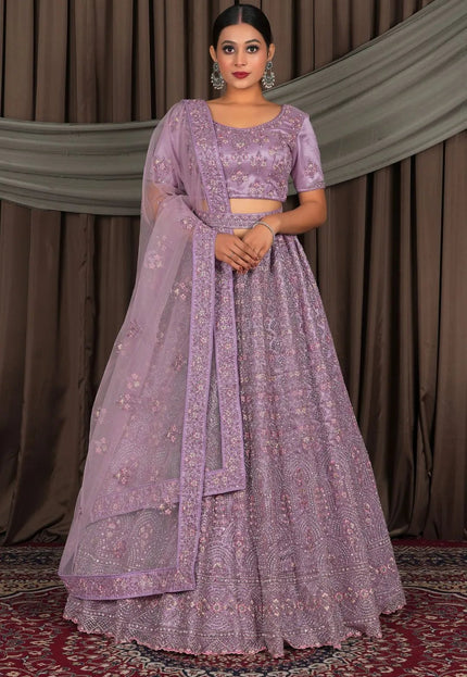 Purple Party Wear Net Lehenga Choli For Weddings - Gajiwala