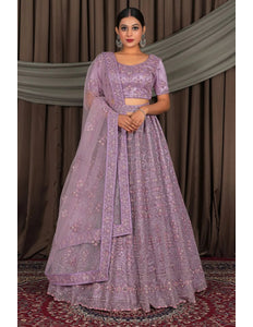 Purple Party Wear Net Lehenga Choli For Weddings - Gajiwala