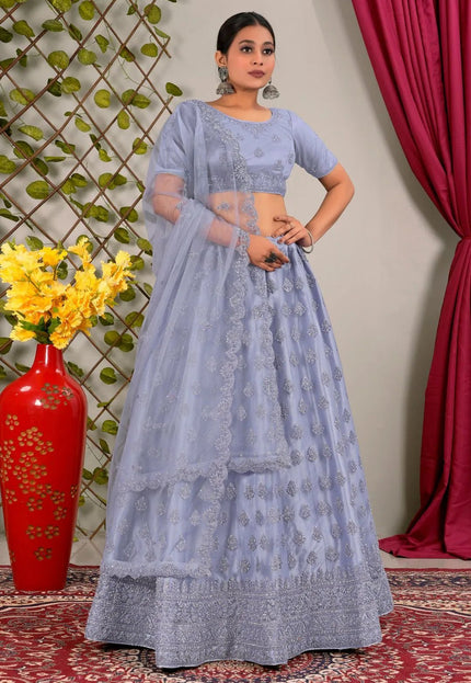 Purple Party Wear Net Lehenga Choli For Weddings - Gajiwala